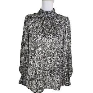 H&M ~Woman Size L~ Multicolor Floral Print Blouse Boho Sheer Long Sleeve NWOT.